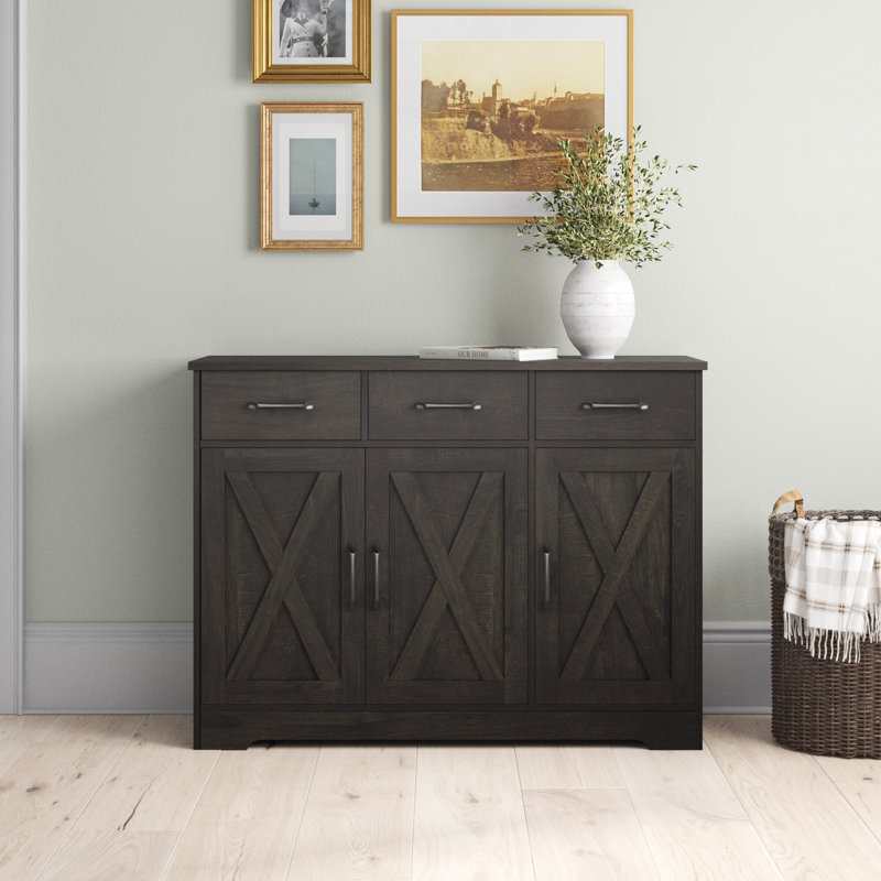 Tahara 42.5" Wide 3 Drawer Sideboard Color: Dark Brown