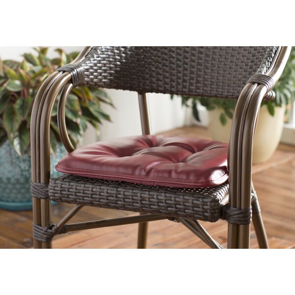Faux Leather Dark Brown Gripper Non Slip 15 x 16 Nouveau Tufted Chair Cushions