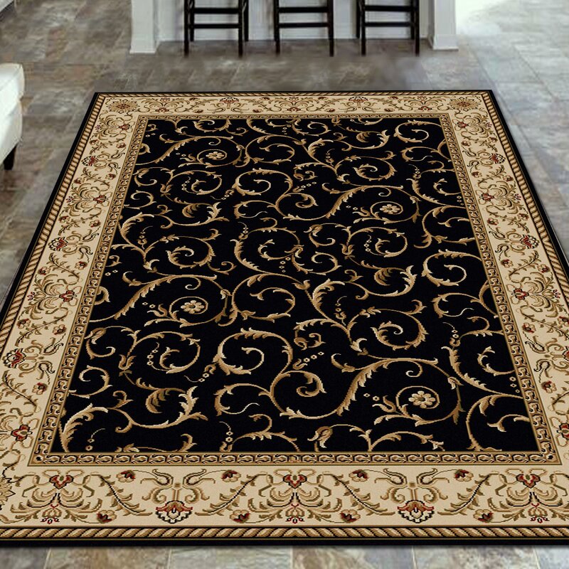 Astoria Grand Weisgerber Oriental Black Area Rug Reviews Wayfair