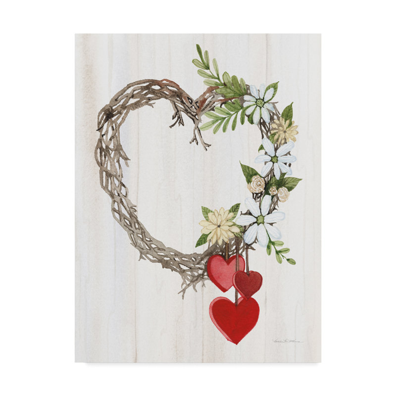 August Grove Rustic Valentine Heart Wreath Ii Watercolor