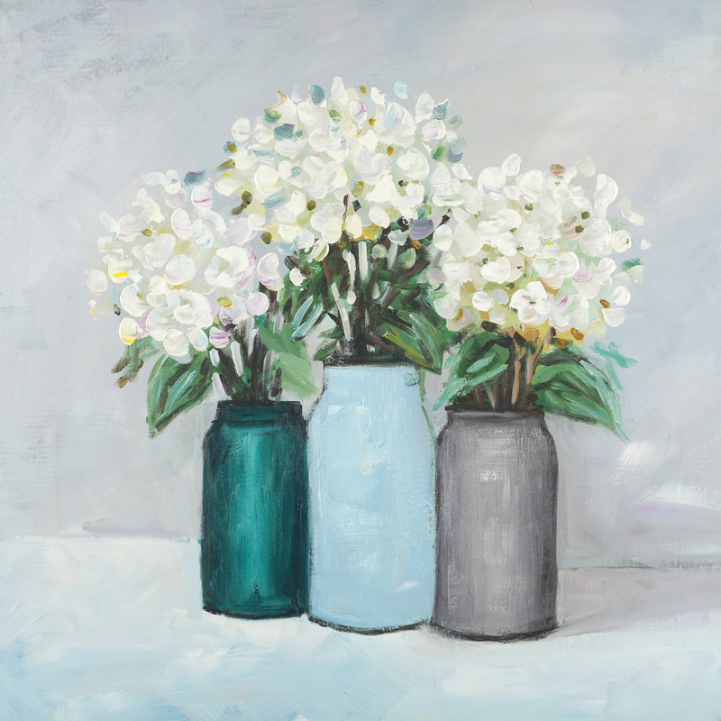 August Grove Hydrangea Flowers In Vases Oil Painting Print On
