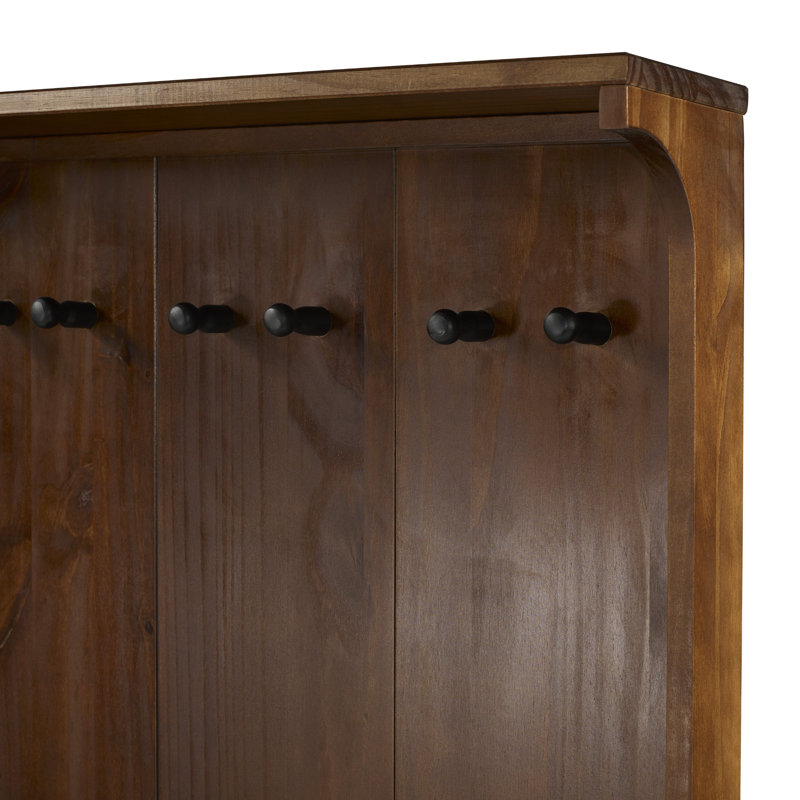 Malena Pine Solid Wood Hall Tree With Bench And Shoe Storage Reviews Allmodern