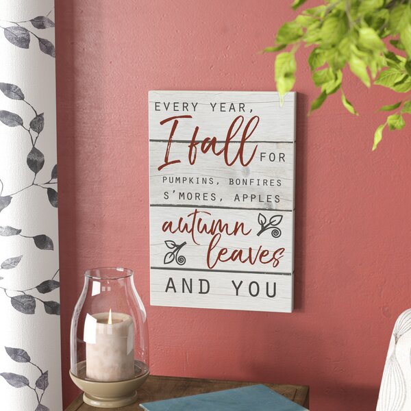 'Every Year I Fall For You Red and Gray Typography' Textual Art