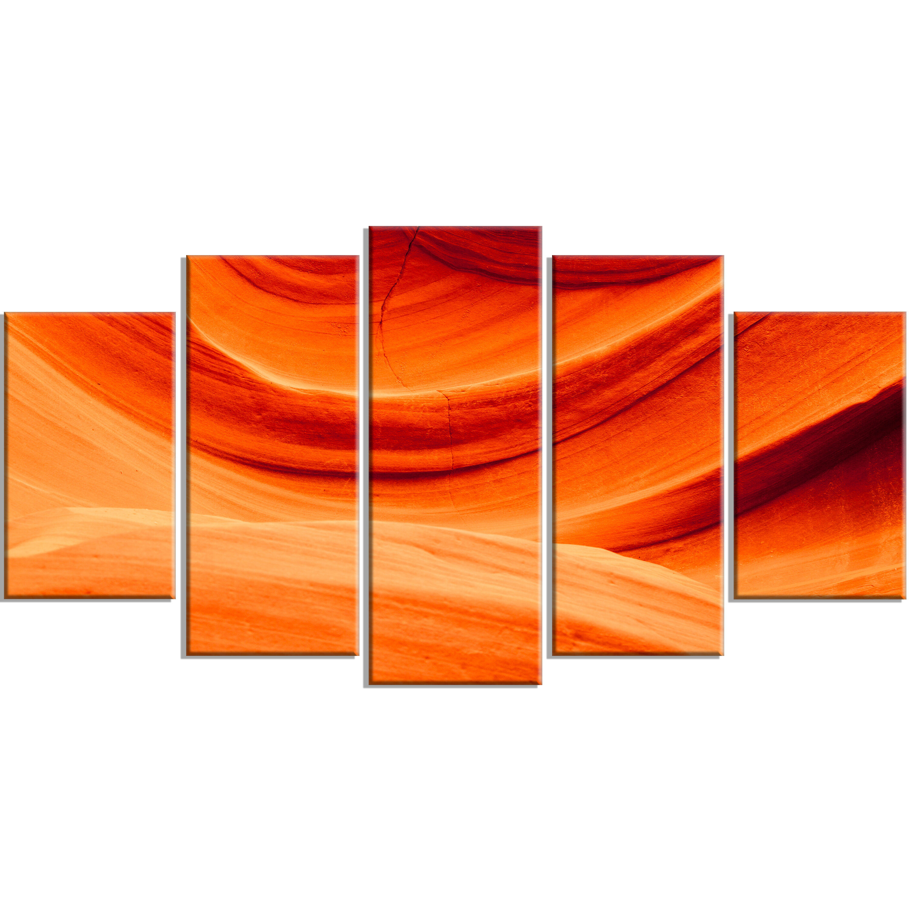 Designart Antelope Canyon Orange Wall 5 Piece Photographic Print On Wrapped Canvas Set Wayfair