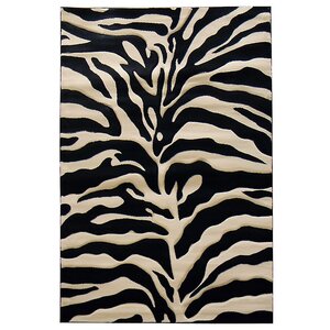 Sculpture Black/Cream Zebra Skin Print Area Rug