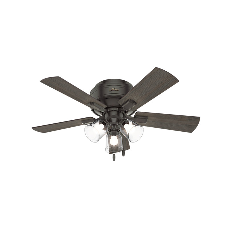 42 Crestfield 5 Blade Flush Mount Ceiling Fan With Pull Chain And Light Kit Included