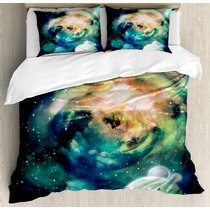 PomCo Galaxy Comforter Galaxy 002, Twin-68x88 Inch Universe Galaxy Comforter Set for Boy Girl Teen Kid 3D Space Outer Sky Microfiber Bedding Set 1 Galaxy Comforter & 2 Pillowcases 3Pcs
