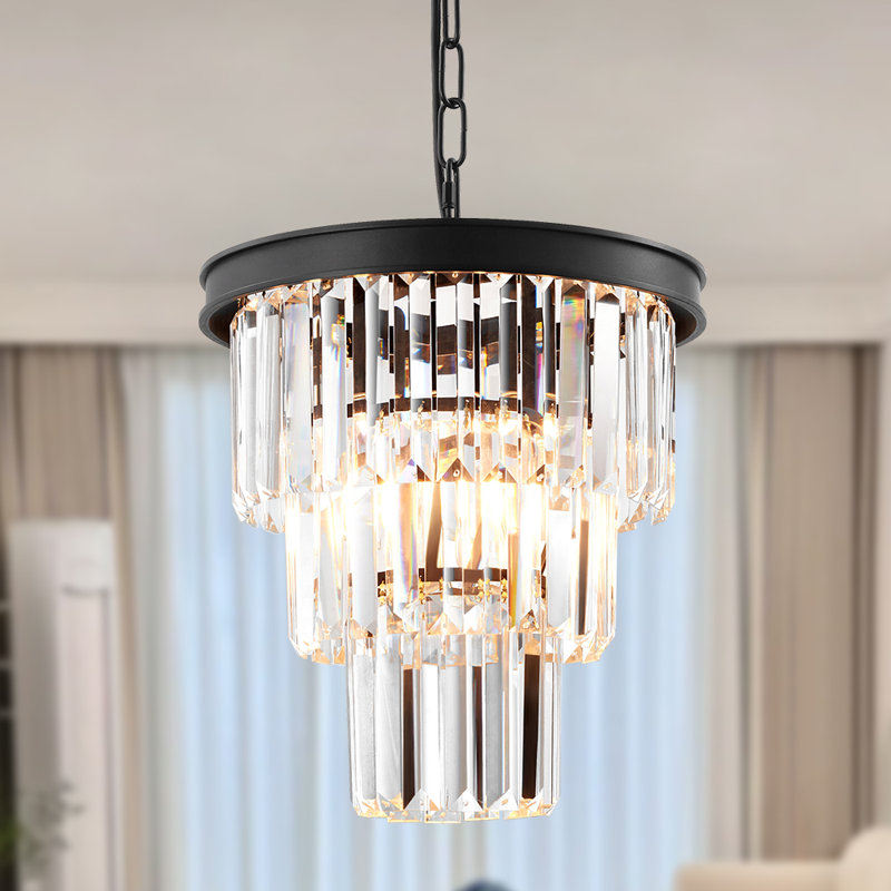 Tasiana 1 - Light Unique Tiered Chandelier with Crystal Accents Finish: Black