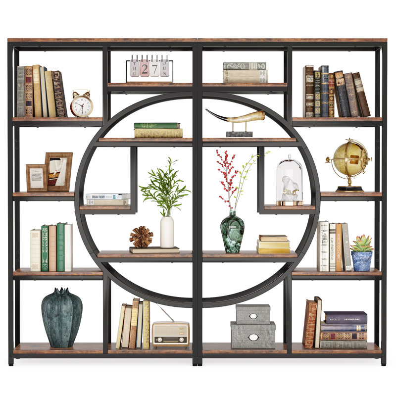 Stoil 68.89" H x 37.4" W Steel Geometric Bookcase Color: Brown , 1 CTN