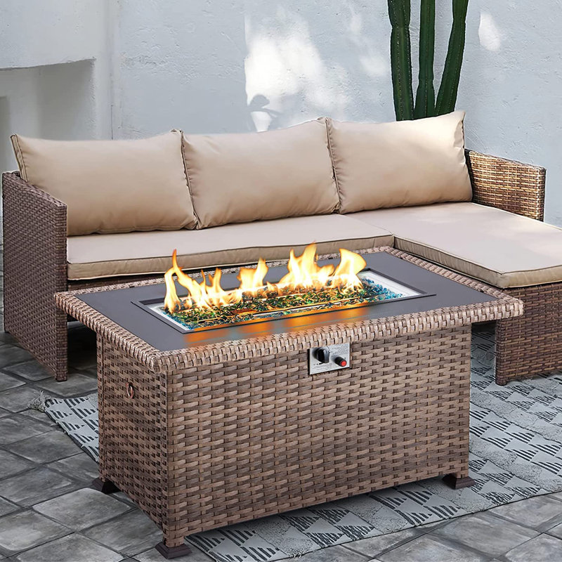 incomplete box 2/2 only) Fire Pit Table Auto-Ignition Propane Gas Fire Pit Table Finish: Brown, Size: 24.8" H x 50.4" W x 30.5" D