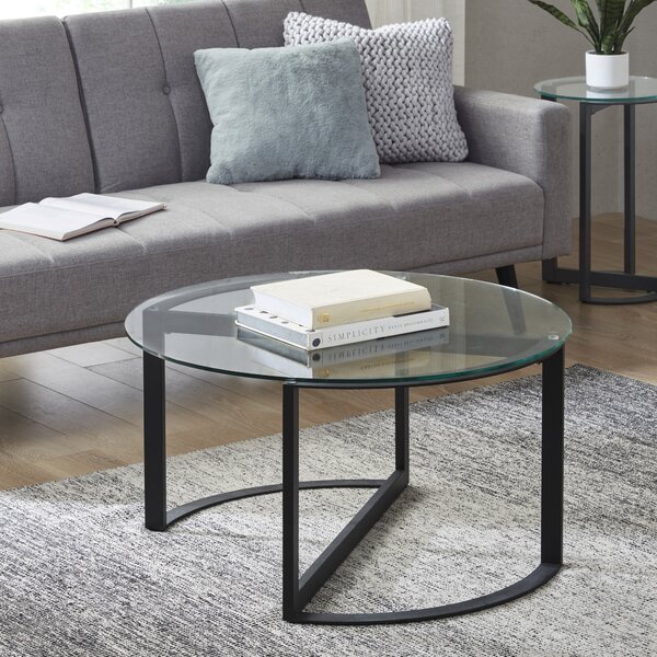 low round glass coffee table