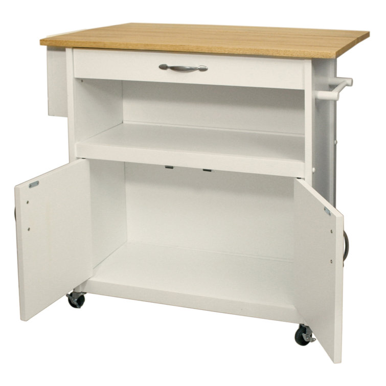 August Grove Allie 34 5 Solid Wood Kitchen Cart And Locking Wheels Reviews Wayfair