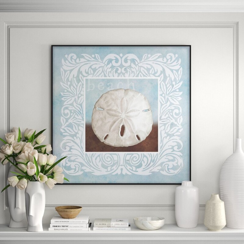 Jbass Grand Gallery Collection Sandy Shells Blue Sand Dollar Framed Graphic Art Print On Canvas Perigold