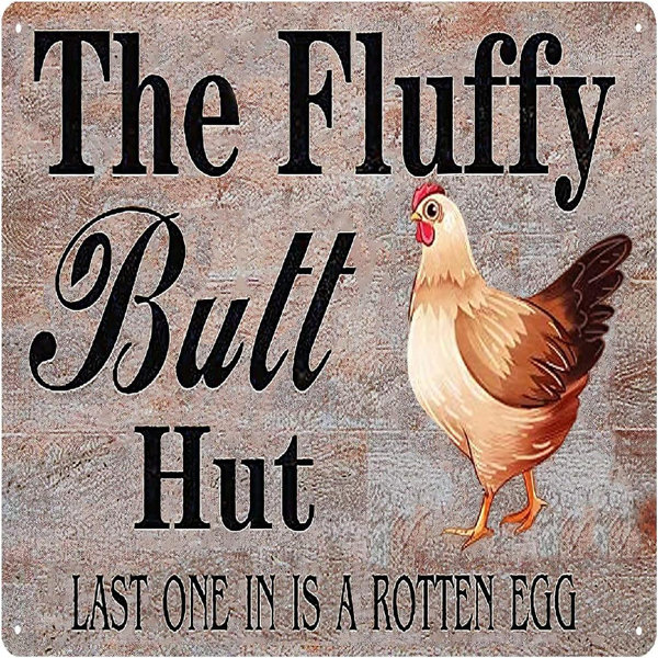 Trinx Boggers Metal Fluffy Butt Hut Sign | Wayfair