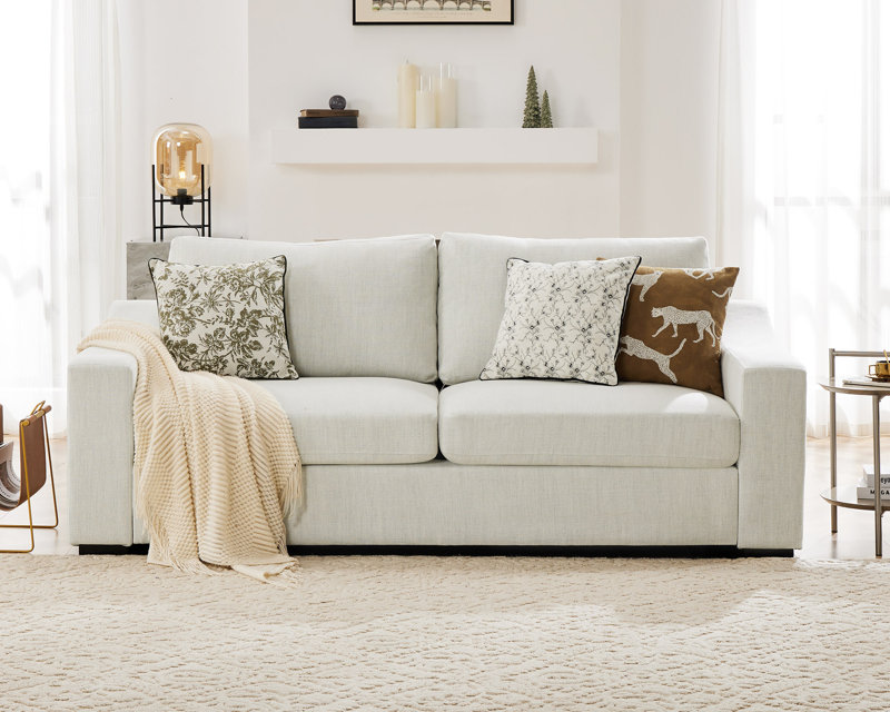 ((incomplete))Juveria 83" Upholstered Sofa Fabric: lvory 100% Linen