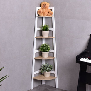Hoffman 4-Tier Wood Ladder Wall Display Corner Unit by Turn on the Brights