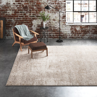 Lemaire Rectangle Abstract Machine Made Machine Woven Polyester Area Rug in Beige