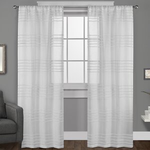 Dibella Striped Sheer Rod Pocket Curtain Panels (Set of 2)