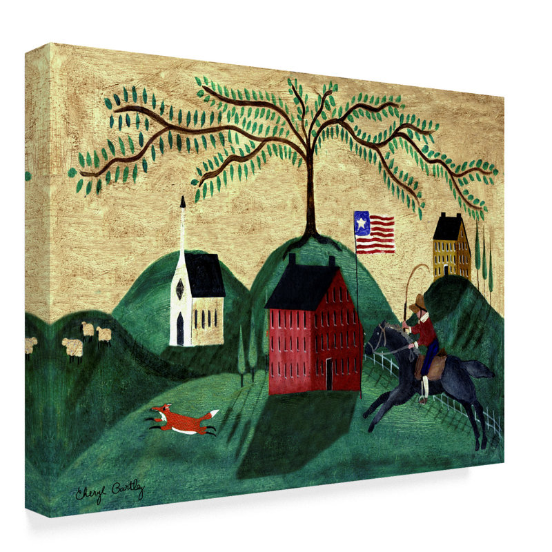 August Grove Horse Fox Willow Tree Acrylic Painting Print On Wrapped Canvas Wayfair
