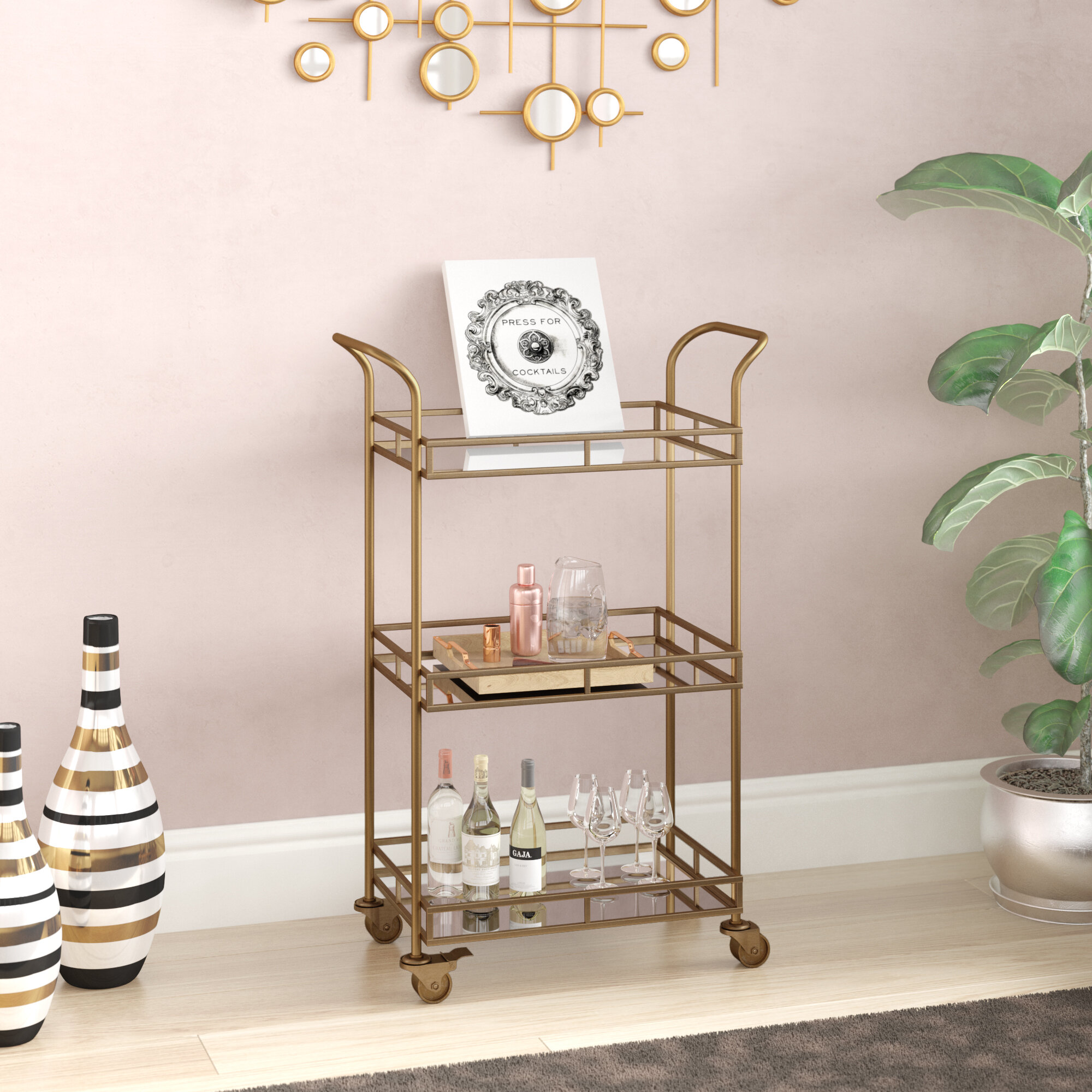 Mercer41 Bark Bar Cart & Reviews | Wayfair