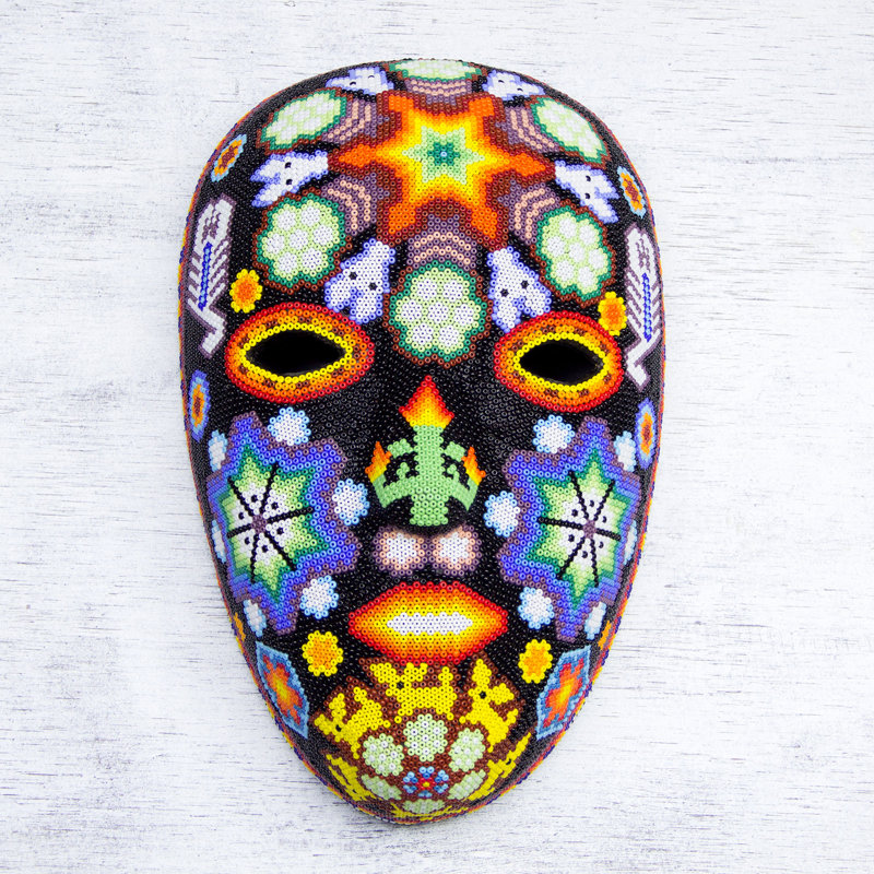 World Menagerie Hand Crafted Huichol Papier Mache Mask With Beadwork Wall Decor Wayfair