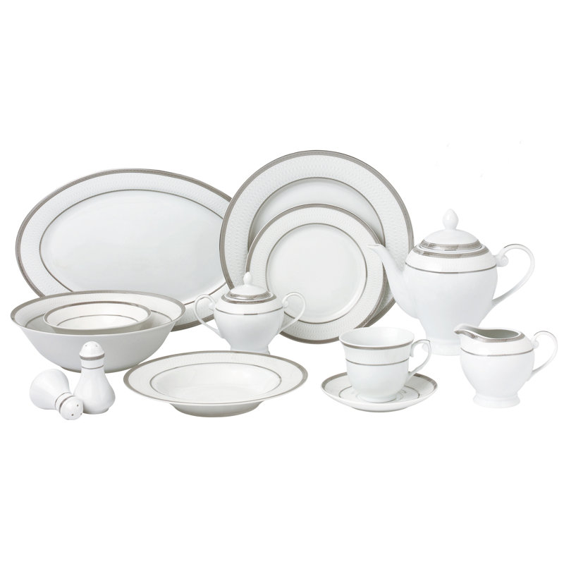 Lorren Home Trends 57 Piece Dinnerware Set, Service for 8 ...
