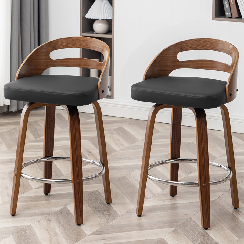 Mahtab Swivel Counter & Bar Stool Upholstery: Black, Seat Height: Counter Stool (25.59" Seat Height)