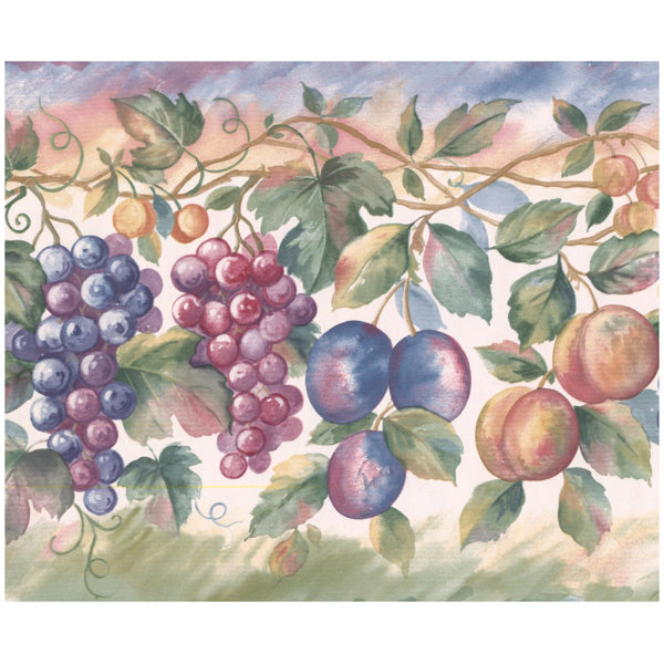 Fleur De Lis Living Sagers Plums Pear Grapes On Vine Floral Wall Border Wayfair