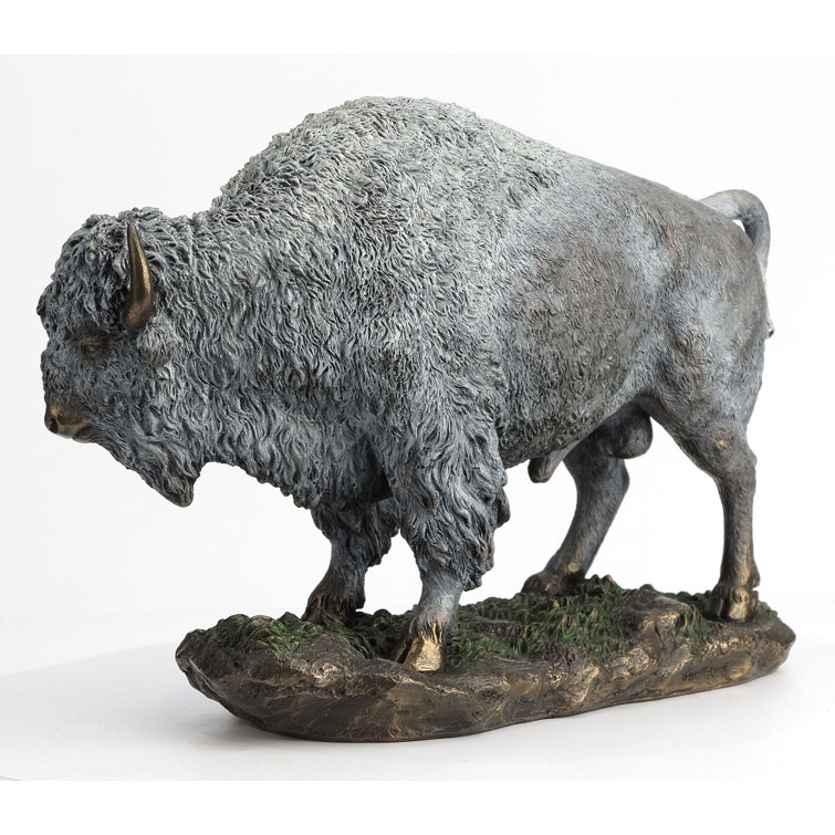 American Buffalo Bison in Grass Statue Sculpture Figurine American Buffalo Bison in Grass Statue Sculpture Figurine