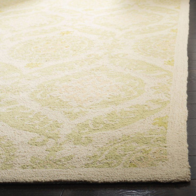 Winston Porter Jonsson Floral Hand Hooked Wool Green Area Rug Reviews Wayfair Ca