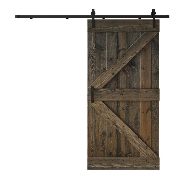 Coast Sequoia Paneled Wood and Metal K Series DIY Knotty Barn Door with ...