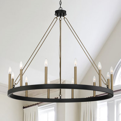 Debbra 12 - Light Candle Style Steel Dimmable Wagon Wheel Chandelier UL Certified Incomplete 