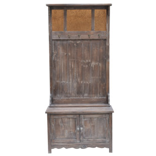 Go to store & view more images Crestview Collection Rustic 2 Door Antique Mirror Hall Tree