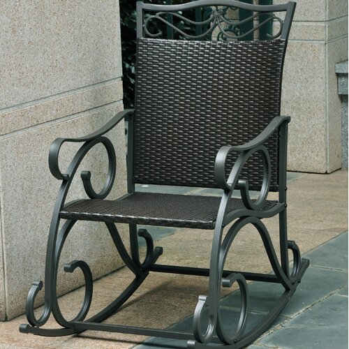 Fleur De Lis Living Nome Wicker Resin Steel Patio Rocking Chair