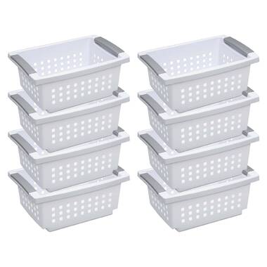 Sterilite Multi-Size Plastic Storage Basket Bin Set w Handles 18 Pieces White 