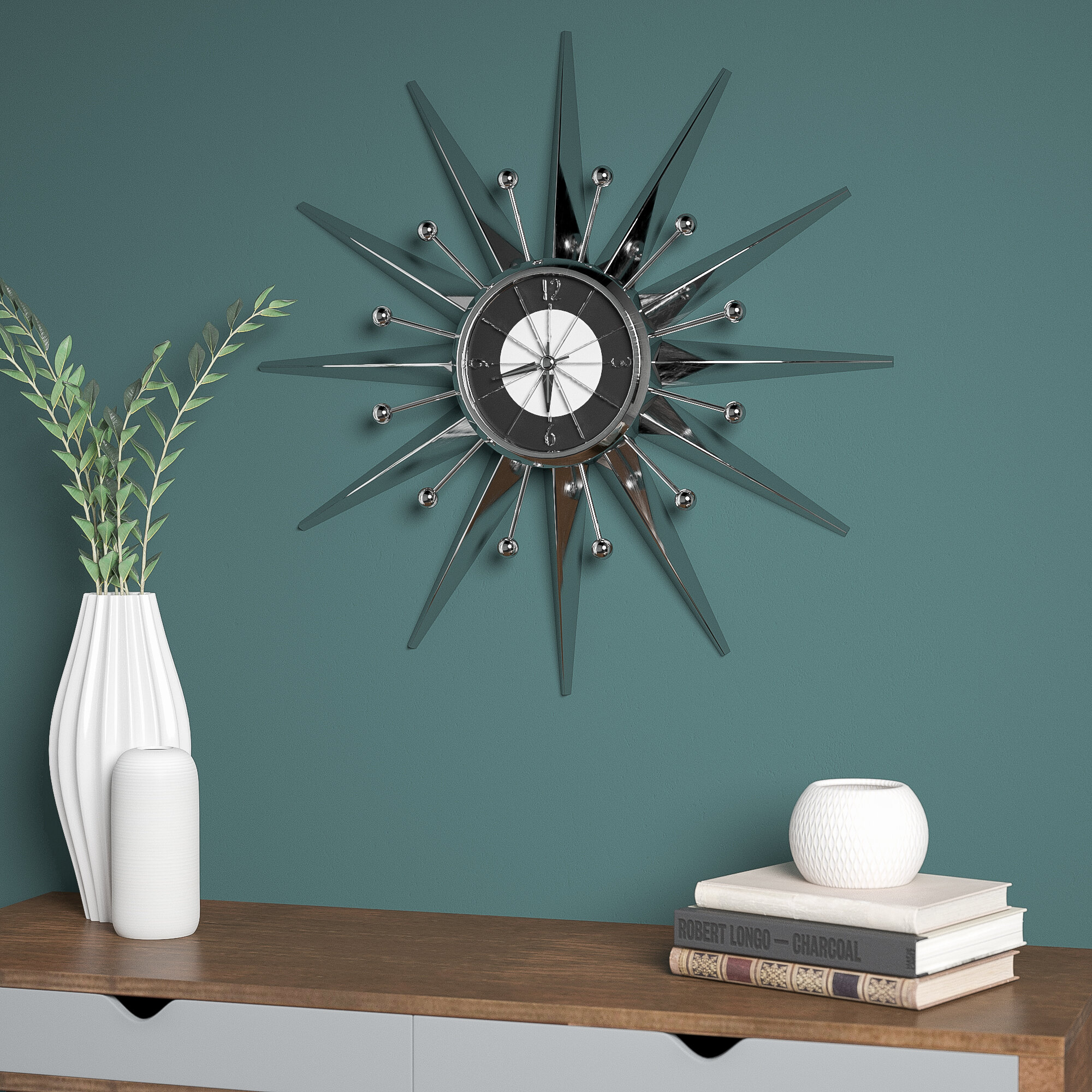 Corrigan Studio Oversized Telechron Starburst Wall Clock Reviews Wayfair