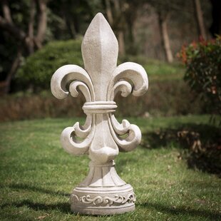 Set of 2 Cast Iron Fleur De Lis Garden Statue Patio Yard Doorstop Paperweight