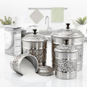 Black Hammered 4 Piece Kitchen Canister Set Reviews Joss Main
