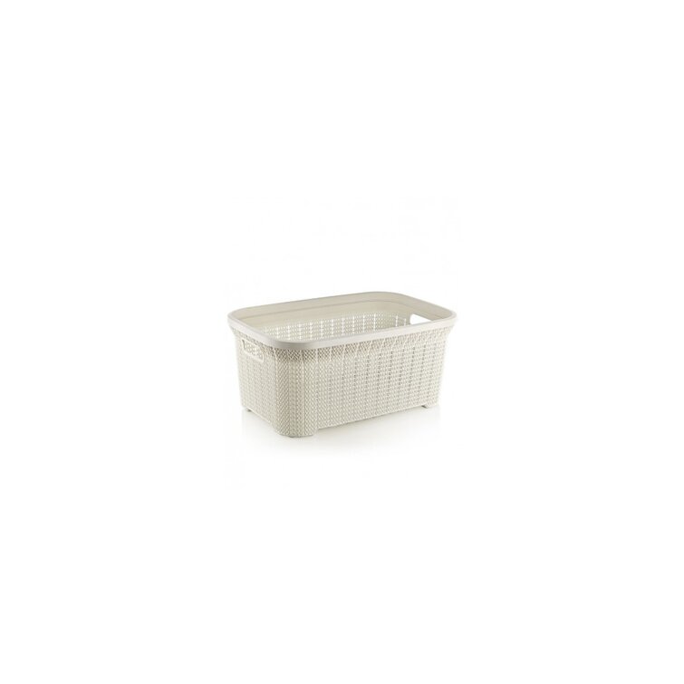 Wicker Laundry Clothes Basket Storage Bin Removable White Cotton Linen 19.5"