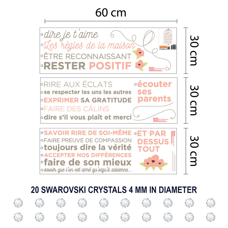 House Of Hampton Floral House Rules And Crystals Wall Decal Wayfair