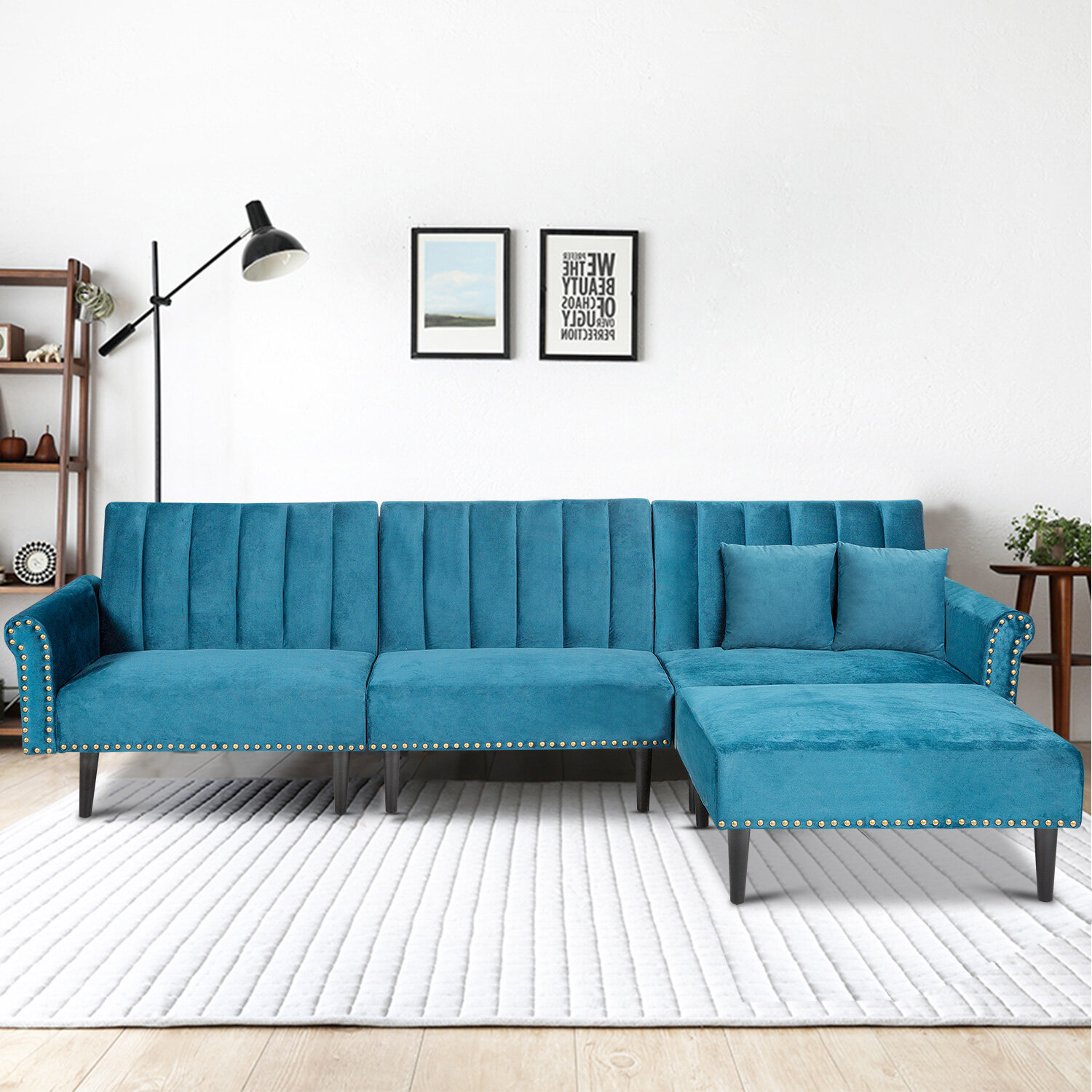 Greenline 118 Wide Microfiber Microsuede Reversible Modular Sofa Chaise With Ottoman Wayfair