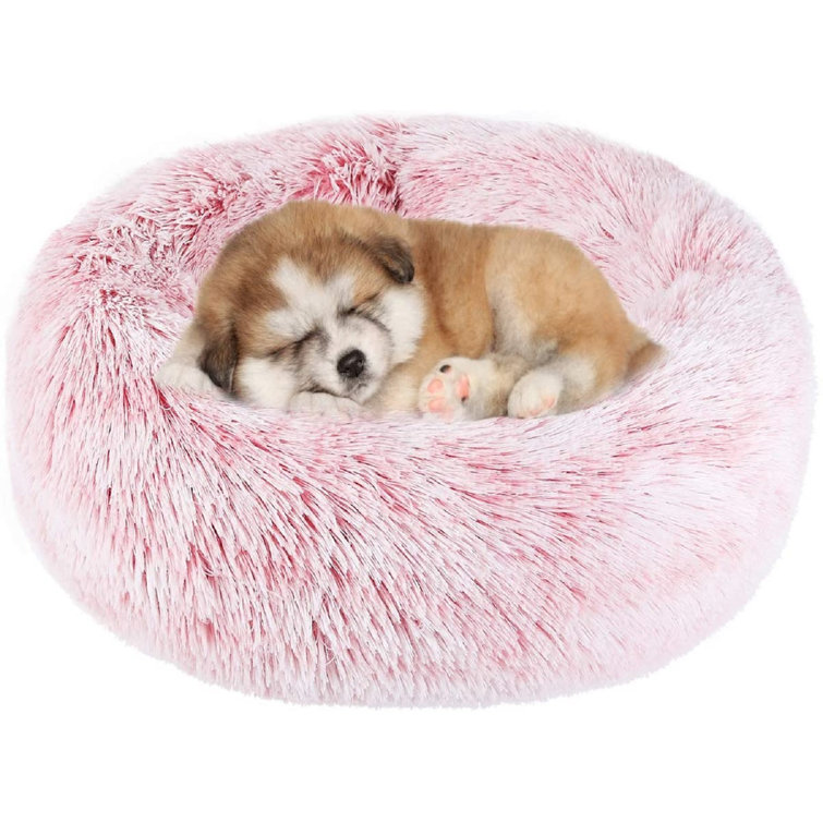 Shag Faux Fur Donut Cuddler Pet Bed Dog Beds Soft Warm for Medium Small Dogs Cat