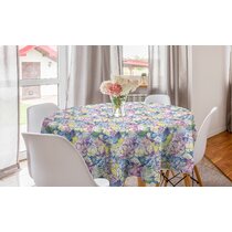 Bridal Outdoor Picnic Tablecloth Hydrangea Flowers Swirls Print 58 X 120 Inches 