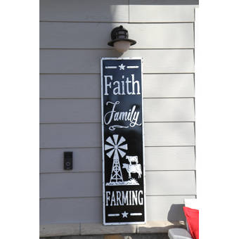 Rosalind Wheeler Faith Family Farming Embossed Metal Vertical Wall