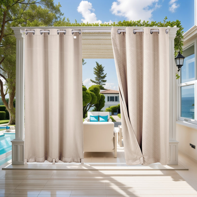 Lakyshia Waterproof Thermal Insulated Outdoor Patio Curtain Curtain Color: Ivory, Size per Panel: 52" W x 94" L