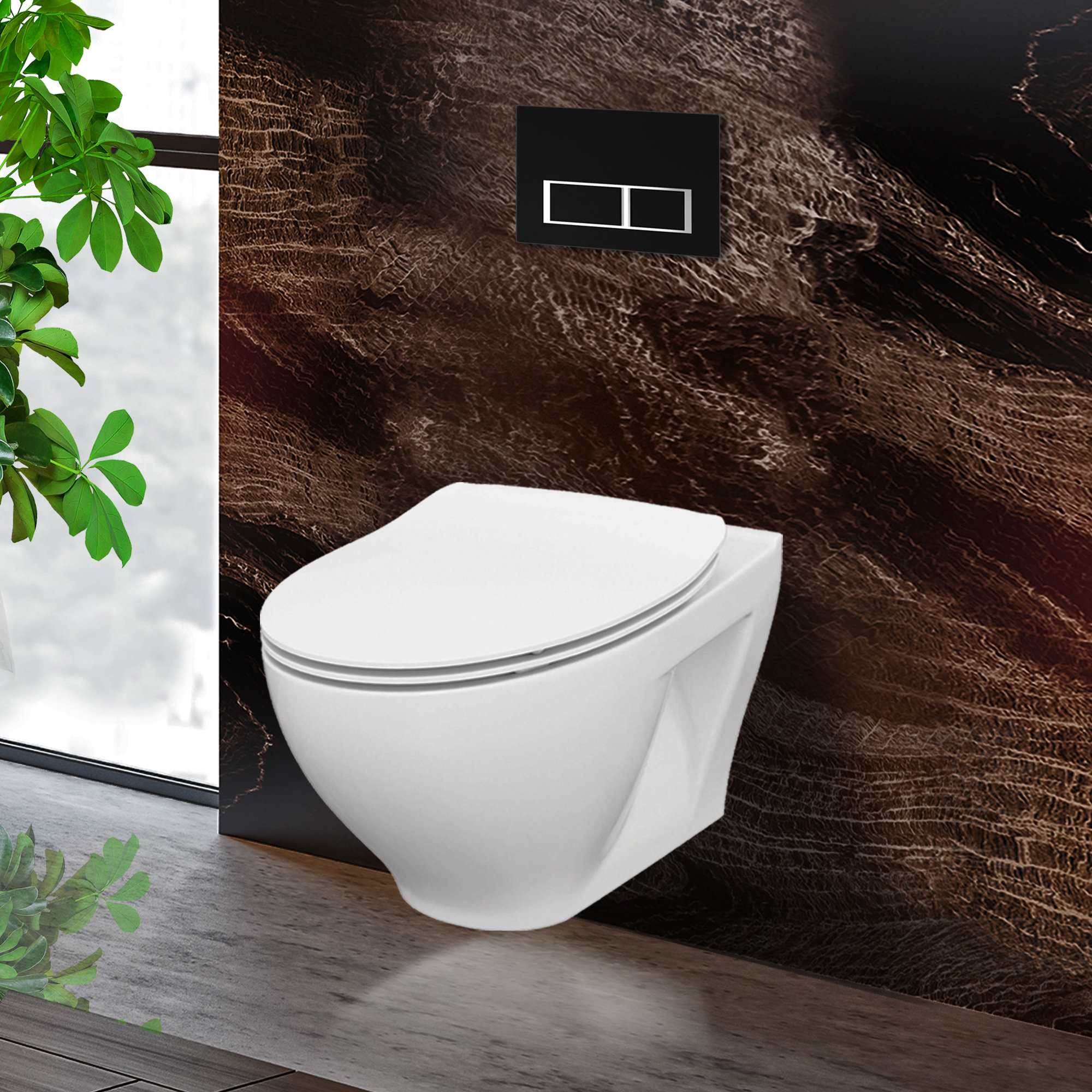 Fine Fixtures StormOn DualFlush Elongated WallMount Toilet (Seat