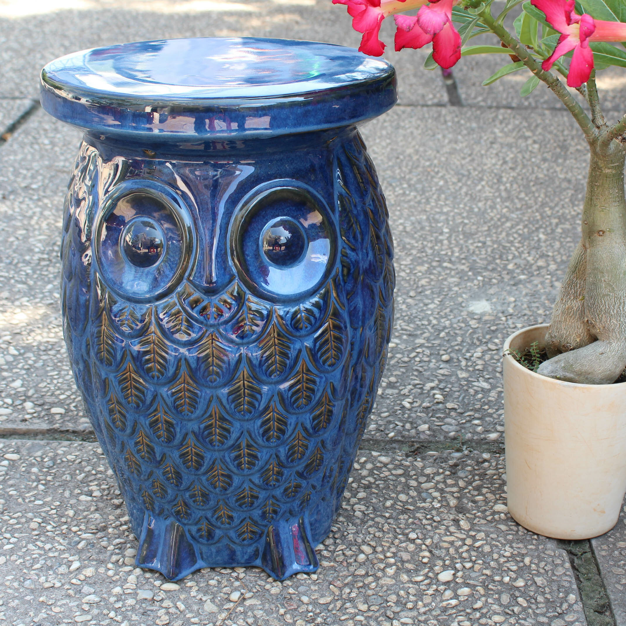 Bungalow Rose Makhzane Owl Ceramic Garden Stool Reviews Wayfair