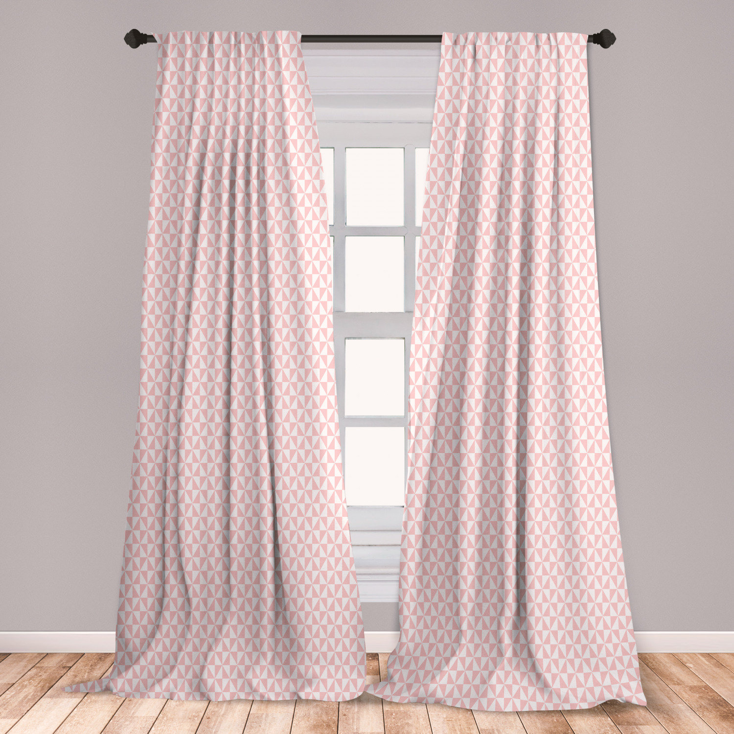 East Urban Home Ambesonne Pale Pink Curtains Bicolor Triangles