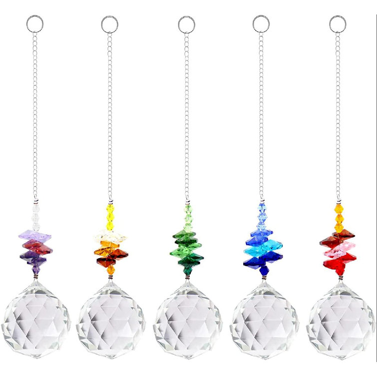 5PCS Rainbow Crystal Suncatcher Hanging Ball Prisms Pendant Window Home Decor 