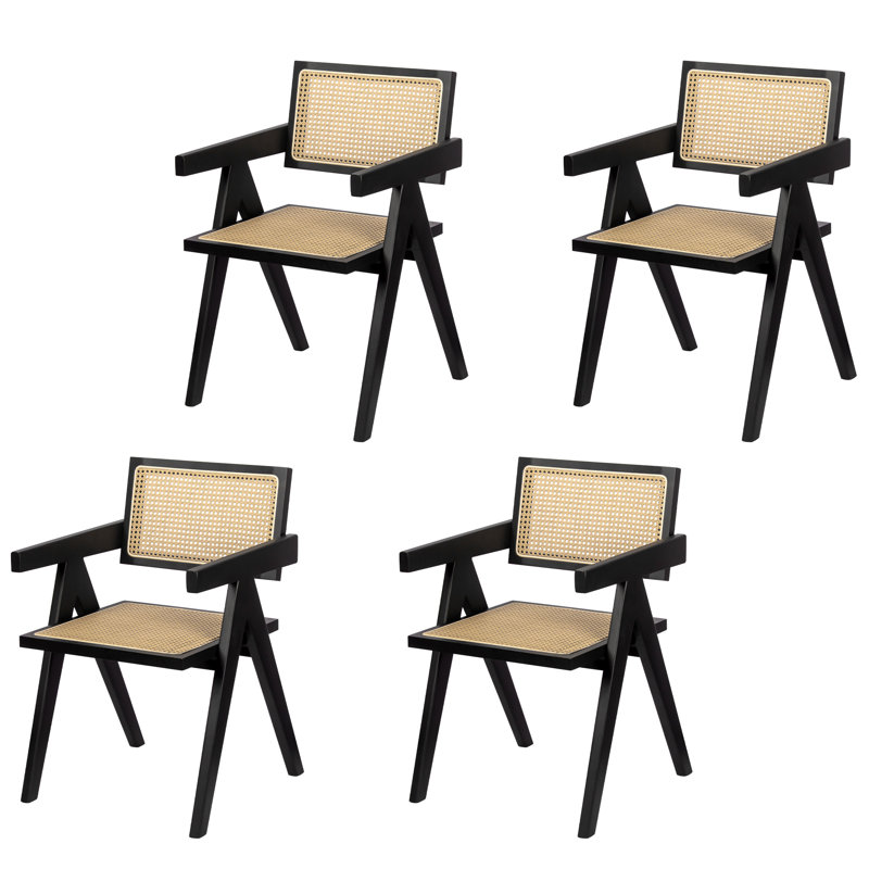 Beka Solid Wood Full Back Arm Chair Dining Chair Color: Black